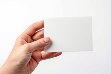Fototapeta premium Blank White Card Mockup on Hand created with Generative AI
