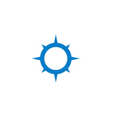 sun and compass blue logo design vector 