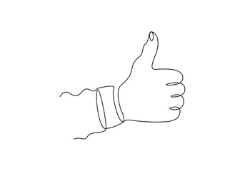  One continuous line drawing of thumbs up vector illustration 