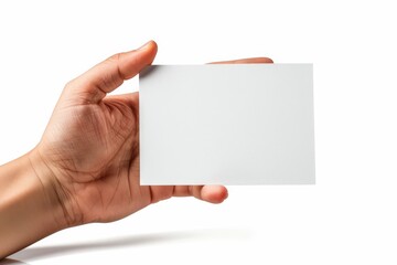 Obraz premium Blank White Card Mockup on Hand created with Generative AI