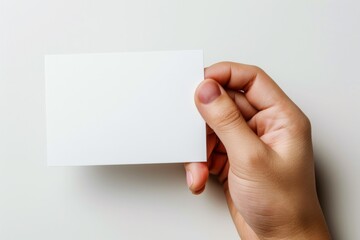 Blank White Card Mockup on Hand created with Generative AI