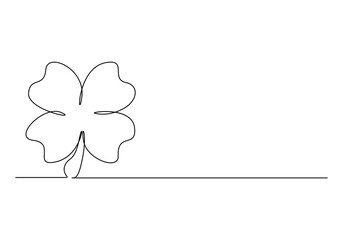 One continuous line drawing of lucky four leaves clover symbol concept vector illustration 