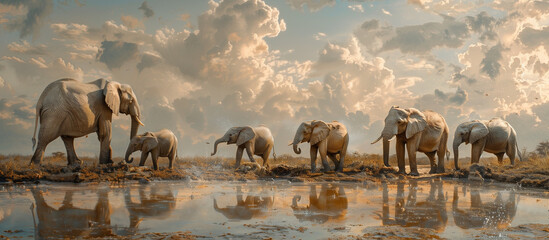 elephants at the river