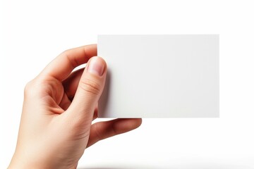 Blank White Card Mockup on Hand created with Generative AI