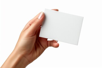 Obraz premium Blank White Card Mockup on Hand created with Generative AI