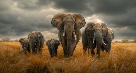 Obraz premium elephants in the savannah