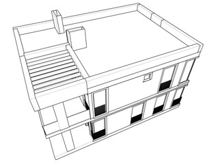 house building sketch architecture 3d illustration