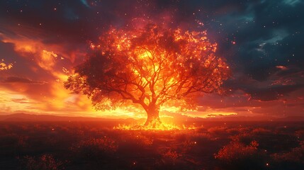 Naklejka premium fire in the forest