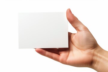 Obraz premium Blank White Card Mockup on Hand created with Generative AI