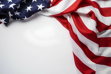 American flag waving on a white background