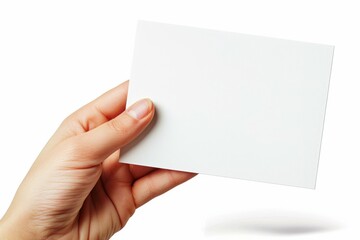 Fototapeta premium Blank White Card Mockup on Hand created with Generative AI