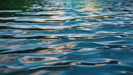partially blurry photo of a mesmerizing lake, where the sky's beauty is perfectly mirrored in its calm, enchanting waters