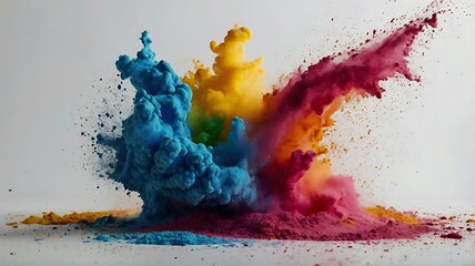 ultra hd 8k multi sharp rainbow color powder splashes on black background
