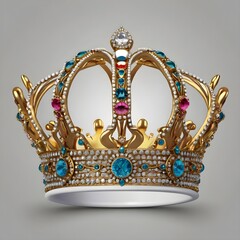 Golden crown mascot. Vector illustration isolated on white background. Good for logos, icons, posters, stickers.