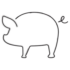 pig brush strokes on a white background. Vector illustration.