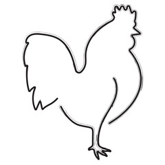 rooster brush strokes on a white background. Vector illustration.