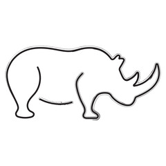 rhinoceros brush strokes on a white background. Vector illustration.