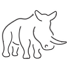 rhinoceros brush strokes on a white background. Vector illustration.