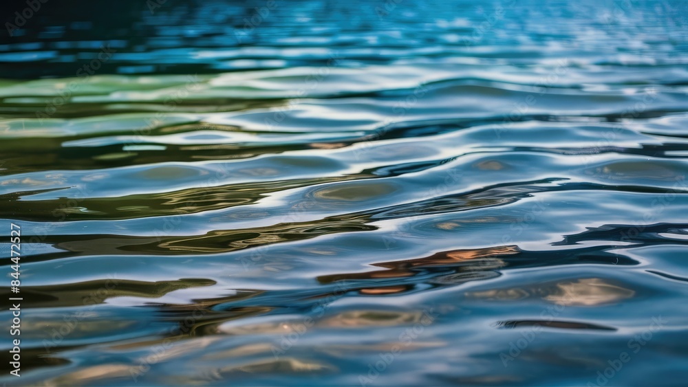 Wall mural water with ripples on the surface. Defocus blurred transparent white colored clear calm water surface texture with splashes and bubbles