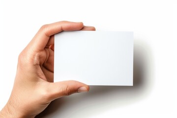 Obraz premium Blank White Card Mockup on Hand created with Generative AI