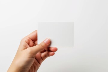 Fototapeta premium Blank White Card Mockup on Hand created with Generative AI