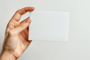 Obraz premium Blank White Card Mockup on Hand created with Generative AI