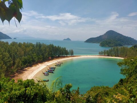 Bay on a beautiful tropical island in Ranong Province, Thailand.