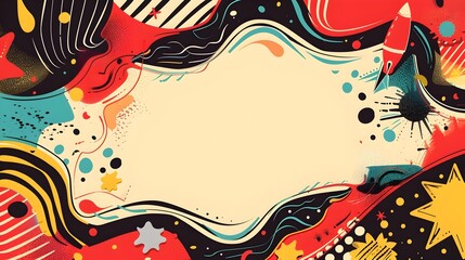 Sporty Abstract Doodle Border Design with Blank Space for Message Background