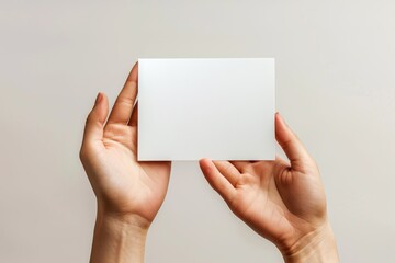 Blank White Card Mockup on Hand created with Generative AI