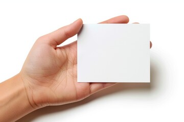 Obraz premium Blank White Card Mockup on Hand created with Generative AI