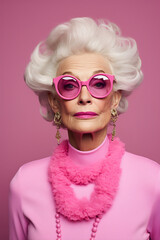 Elegant Senior Lady in Pink