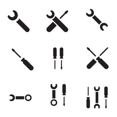 Set of repair service icons. Maintenance equipment