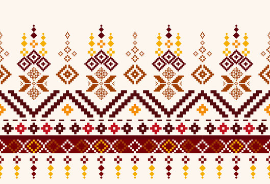 embroidery abstract Traditional geometric ethnic fabric pattern ornate elements with ethnic patterns design for textiles, rugs, clothing, sarong, scarf, batik, wrap, embroidery, print, curtain, carpet