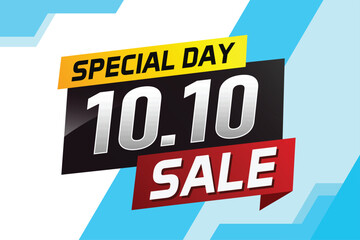 Fototapeta premium 10.10 Special day sale word concept vector illustration with ribbon and 3d style for use landing page, template, ui, web, mobile app, poster, banner, flyer, background, gift card, coupon