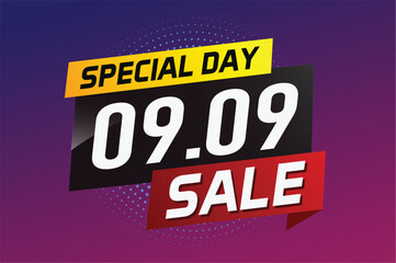 9.9 Special day sale word concept vector illustration with ribbon and 3d style for use landing page, template, ui, web, mobile app, poster, banner, flyer, background, gift card, coupon


