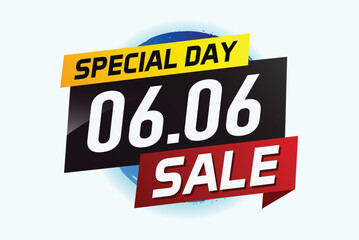 6.6 Special day sale word concept vector illustration with ribbon and 3d style for use landing page, template, ui, web, mobile app, poster, banner, flyer, background, gift card, coupon

