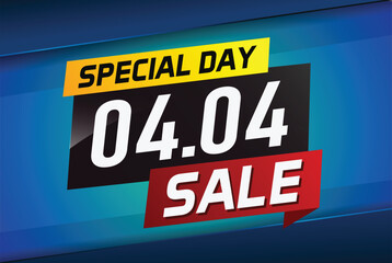 Fototapeta premium 4.4 Special day sale word concept vector illustration with ribbon and 3d style for use landing page, template, ui, web, mobile app, poster, banner, flyer, background, gift card, coupon