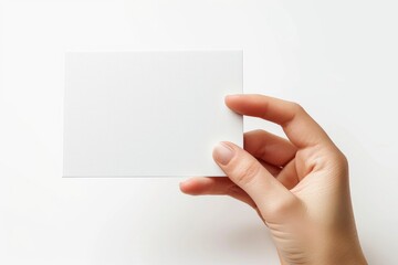 Obraz premium Blank White Card Mockup on Hand created with Generative AI