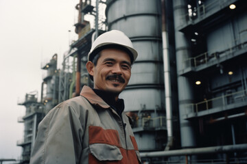 Fototapeta premium Confident industrial worker smiling