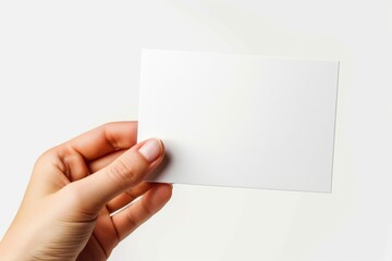 Obraz premium Blank White Card Mockup on Hand created with Generative AI