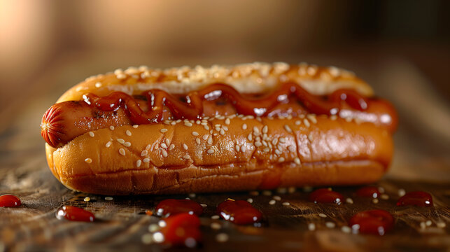 Perrito caliente con ketchup