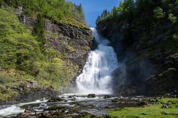 Fototapeta premium Hulde waterfall west Norway in spring