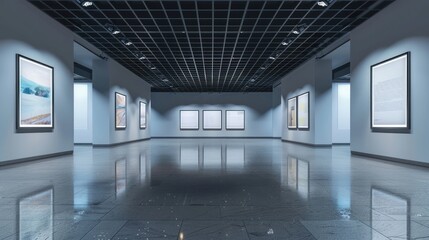Obraz premium 3D rendering 4-square frame exhibition background