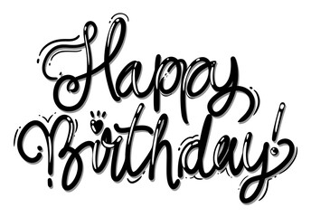 Obraz premium Ink text sign happy birthday hand drawn head font on the transparent background for celebrating or inviting party