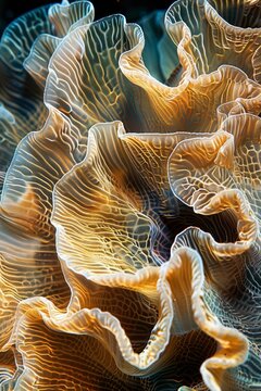 A close-up of a soft coral, showing its intricate texture and vibrant colors