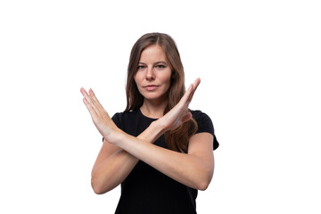 Obraz premium Close up portrait of smart cute woman with crossed arms in front of her