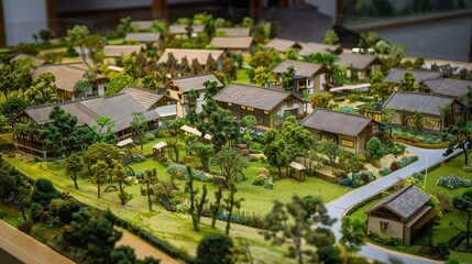 Fototapeta premium A retirement community styled as a small military outpost, with lush gardens, scenic views, and tranquility.