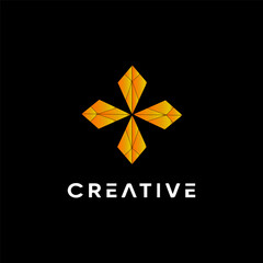 geometric logo yellow color gradient black background
