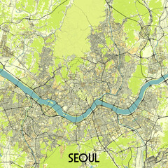 Seoul, South Korea map poster art
