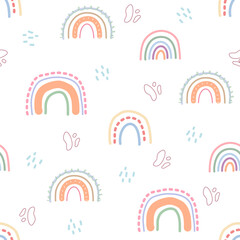 Seamless pattern with colorful rainbow